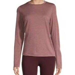 Xersion Women's Crew Neck Long Sleeve Top with Cut Out Back in Mauve - XL NEW